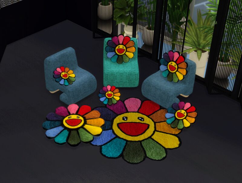 Flower Pillows & Rugs Set 43 sims 4 cc pillows rugs set flower 2