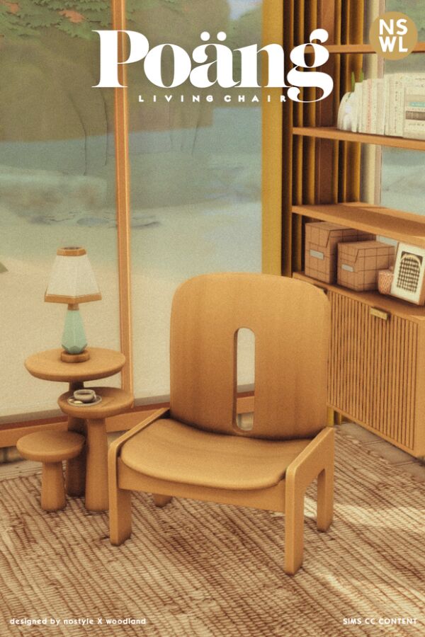Poãng Living Chair by Nostylexwoodland 1 Poãng Living Chair by Nostylexwoodland Sims 4 CC