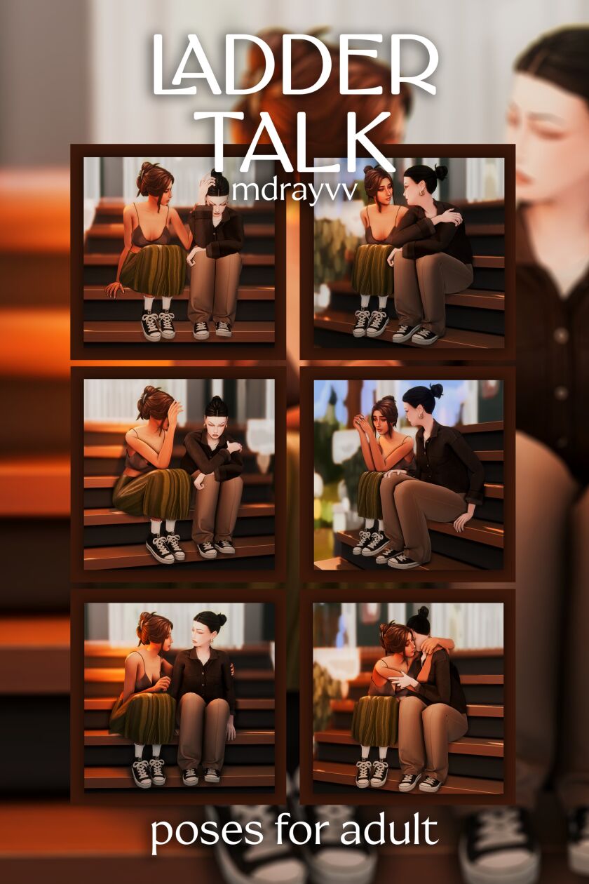 Adult Ladder Talk Poses 7 sims 4 cc poses for adult ladder talk 2