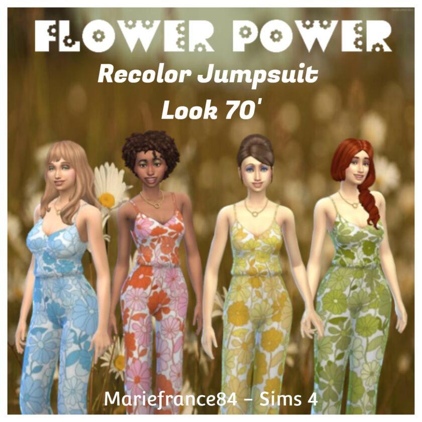 Recolor Jumpsuit - Look 1970 1 Recolor Jumpsuit – Look 1970 Sims 4 CC