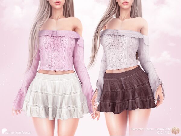 Romantic Autumn-Dreamy Skirt Outfit 1 Romantic Autumn-Dreamy Skirt Outfit Sims 4 CC