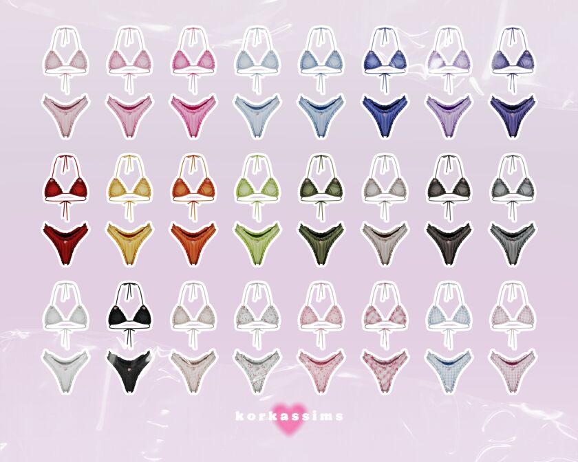 ♡ Rose Ruffle Bikini ♡ 2 sims 4 cc rose ruffle bikini new mesh 24 swatches all 2