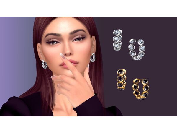Stunning Round Bezel Crystals Hoop Earrings 1 Stunning Round Bezel Crystals Hoop Earrings Sims 4 CC
