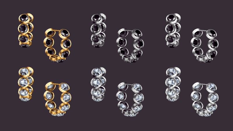 Stunning Round Bezel Crystals Hoop Earrings 2 sims 4 cc round bezel crystals hoop earrings by natalis 2