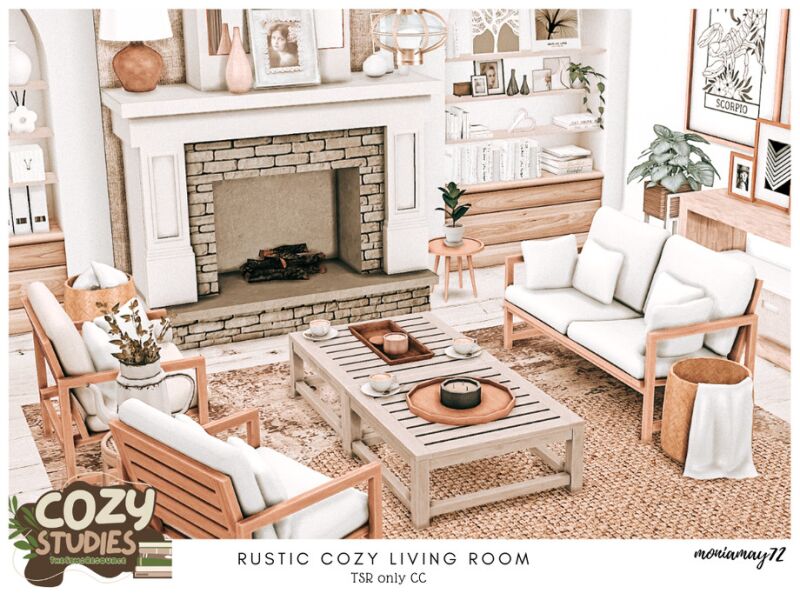 Rustic Cozy Living Room CC 8 sims 4 cc rustic cozy living room tsr only cc by moniamay72 2