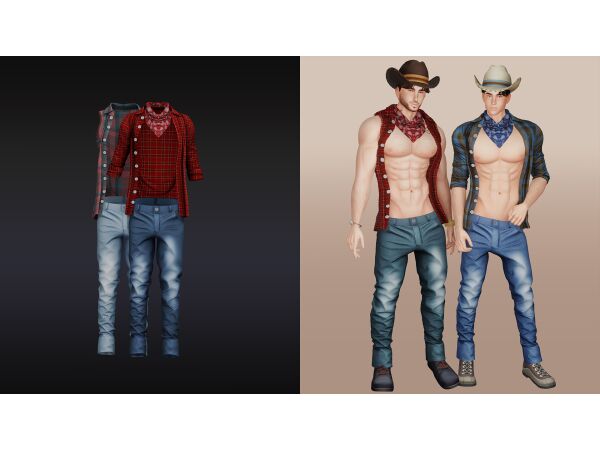 Stylish Cowboy Set by Beto 1 Stylish Cowboy Set by Beto Sims 4 CC