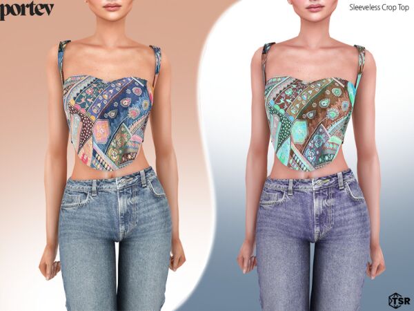 Sleeveless Crop Top by Portev 1 Sleeveless Crop Top by Portev Sims 4 CC