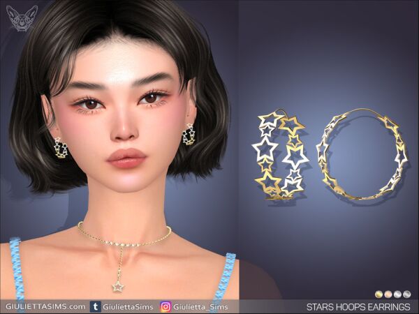 Stars Hoops Earrings 1 Stars Hoops Earrings Sims 4 CC