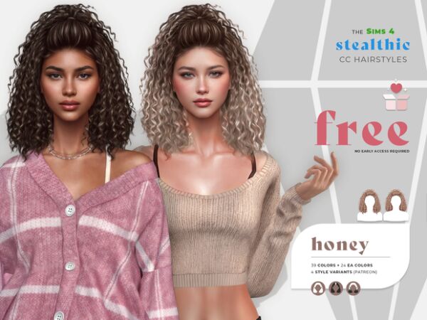 Stealthic - Honey Hair 1 Stealthic – Honey Hair Sims 4 CC