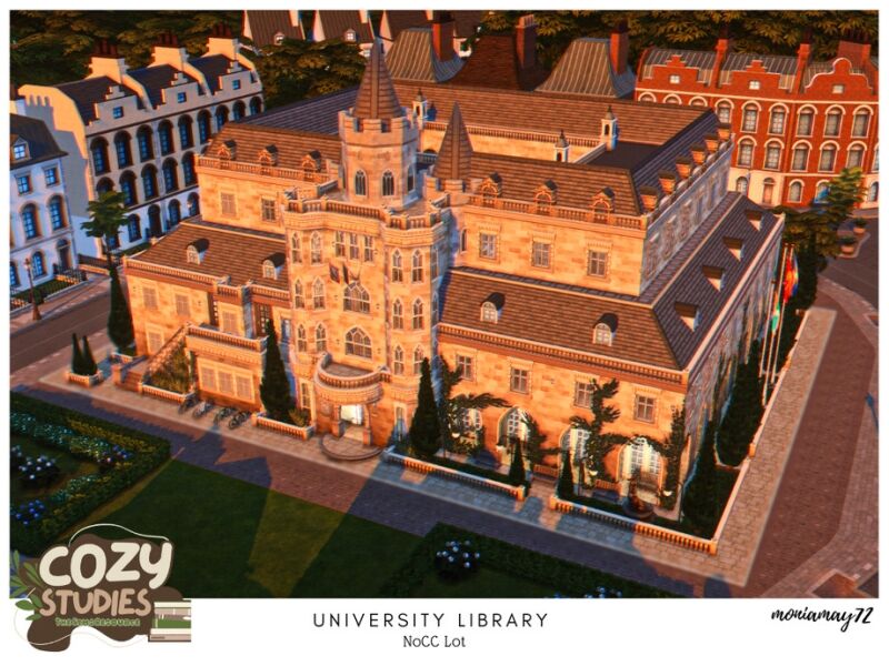 Stunning University Library Lot Without CC 7 sims 4 cc university library no cc lot 2