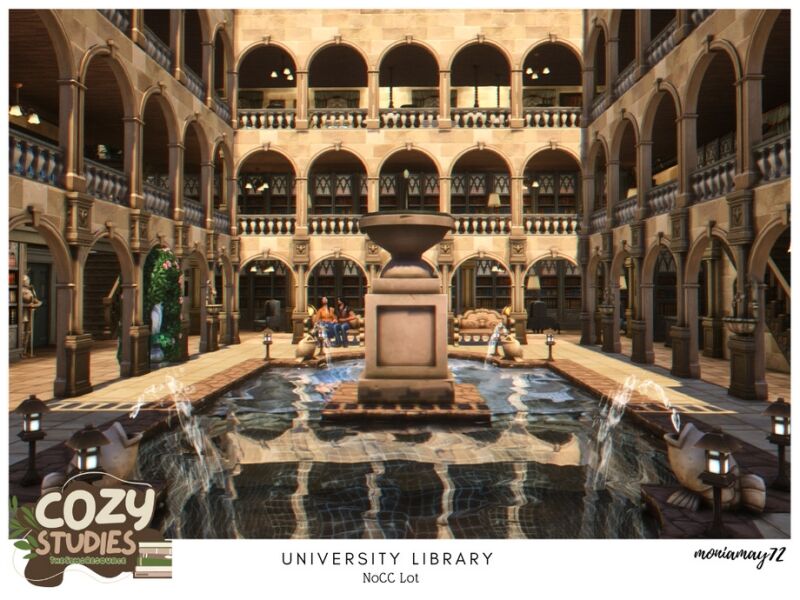 Stunning University Library Lot Without CC 8 sims 4 cc university library no cc lot 3