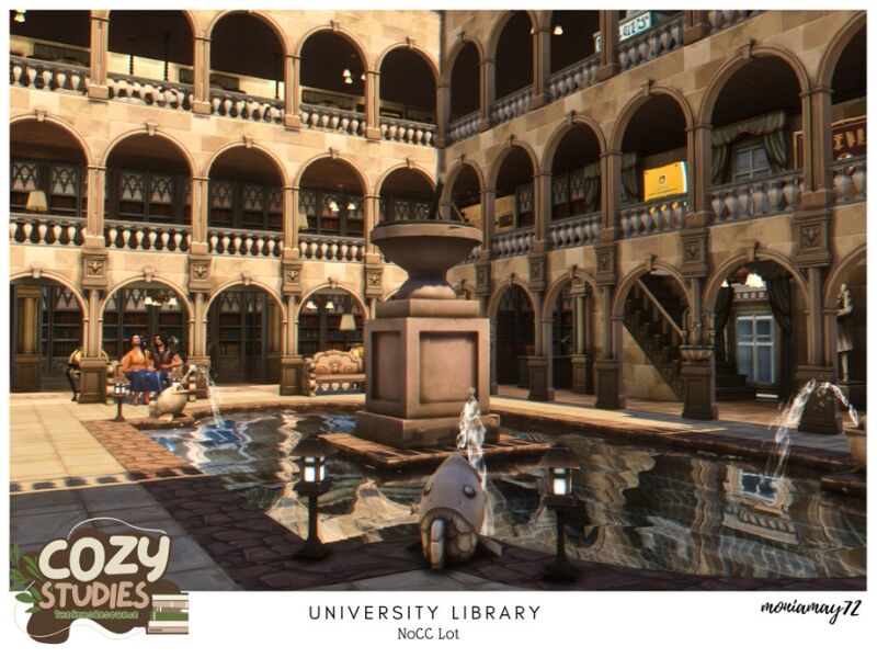 Stunning University Library Lot Without CC 6 sims 4 cc university library no cc lot 4