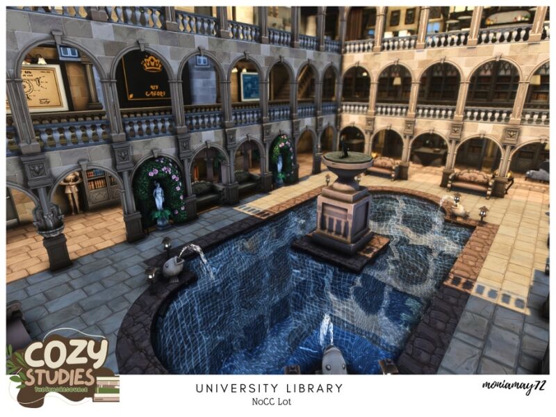 Stunning University Library Lot Without CC 4 sims 4 cc university library no cc lot 5
