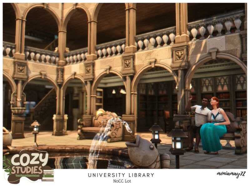 Stunning University Library Lot Without CC 5 sims 4 cc university library no cc lot 6