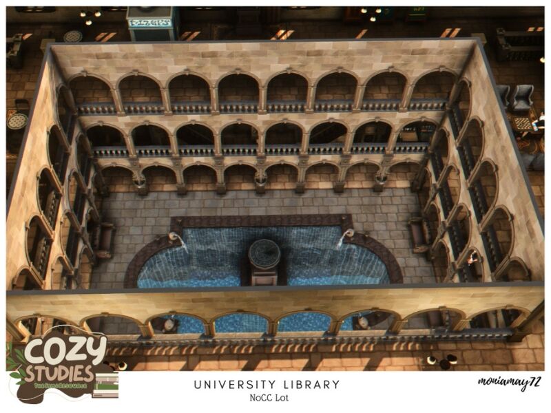 Stunning University Library Lot Without CC 3 sims 4 cc university library no cc lot 7