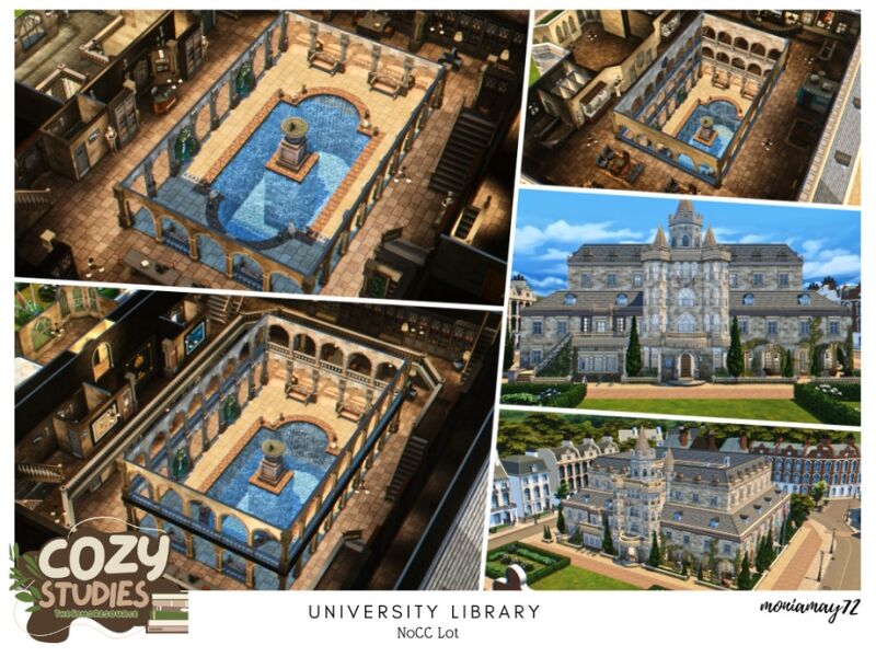 Stunning University Library Lot Without CC 2 sims 4 cc university library no cc lot 8