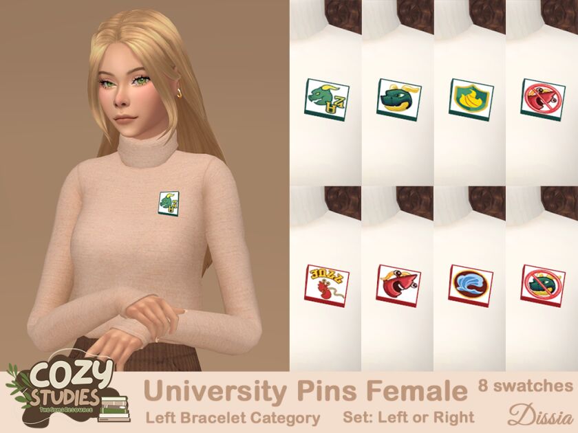 Stylish University Pins Female Set 1 Stylish University Pins Female Set Sims 4 CC
