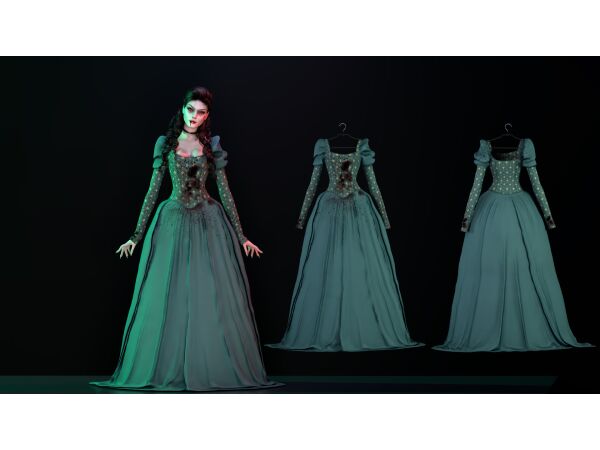 Vampire Antique Dress With Blood 1 Vampire Antique Dress With Blood Sims 4 CC