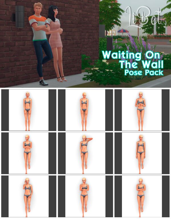 Waiting On The Wall - Pose Pack 1 Waiting On The Wall – Pose Pack Sims 4 CC