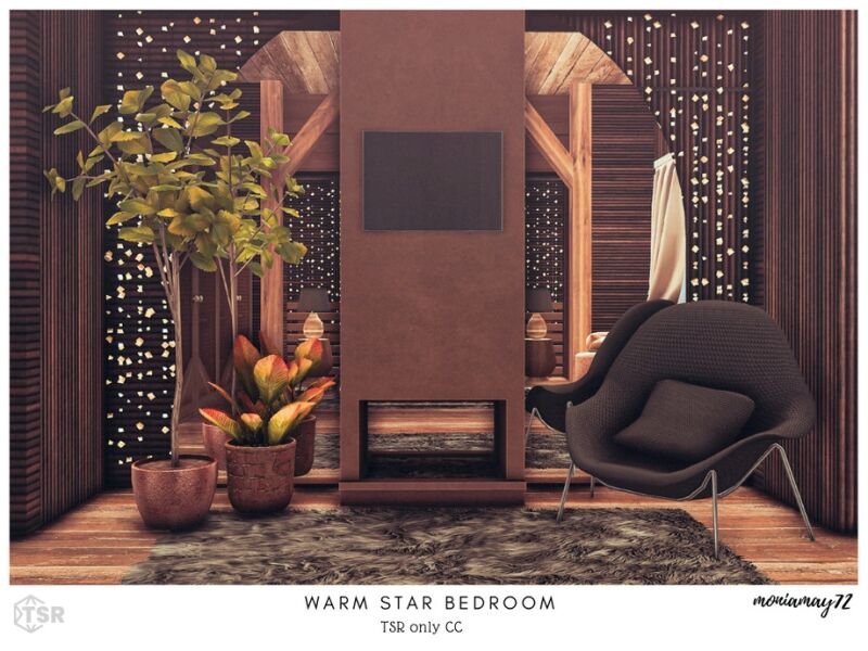 Cozy Warm Star Bedroom 5 sims 4 cc warm star bedroom 2