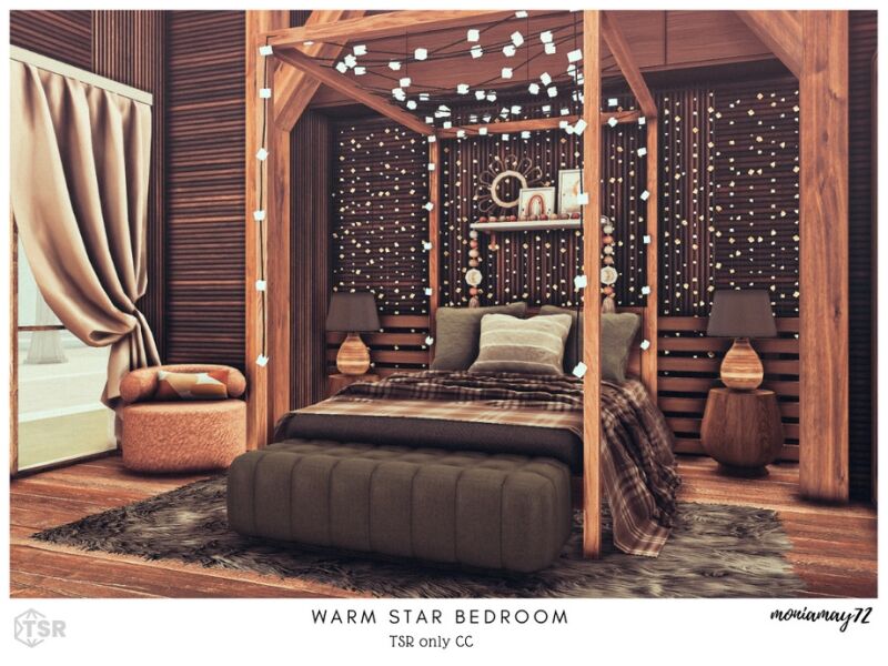 Cozy Warm Star Bedroom 6 sims 4 cc warm star bedroom 3