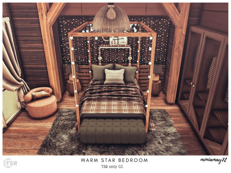 Cozy Warm Star Bedroom 2 sims 4 cc warm star bedroom 6