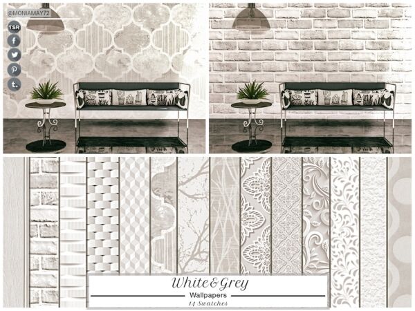 Stylish White & Grey Wallpapers for Your Sims 1 Stylish White & Grey Wallpapers for Your Sims Sims 4 CC
