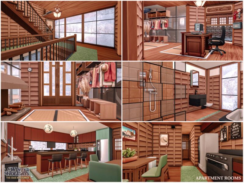 Winter Apartments: 6 Unit No CC Lot 3 sims 4 cc winter apartments 6 units no cc lot by moniamay72 11