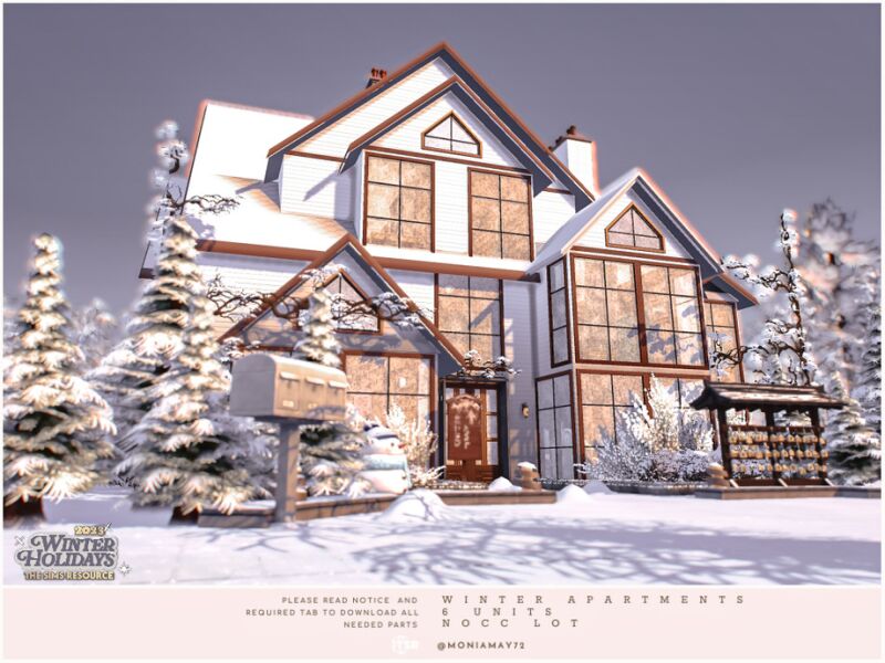 Winter Apartments: 6 Unit No CC Lot 11 sims 4 cc winter apartments 6 units no cc lot by moniamay72 2