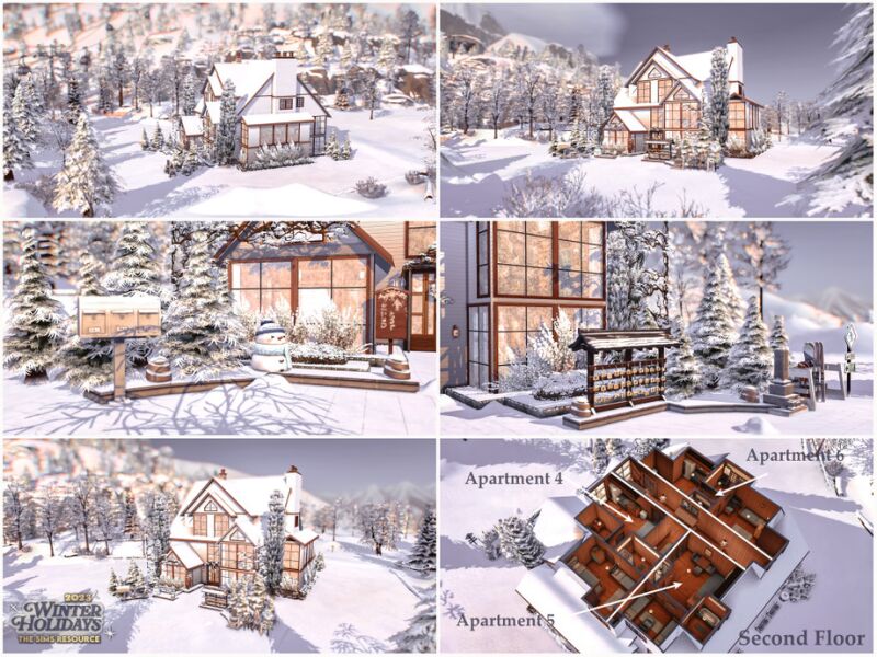 Winter Apartments: 6 Unit No CC Lot 10 sims 4 cc winter apartments 6 units no cc lot by moniamay72 3