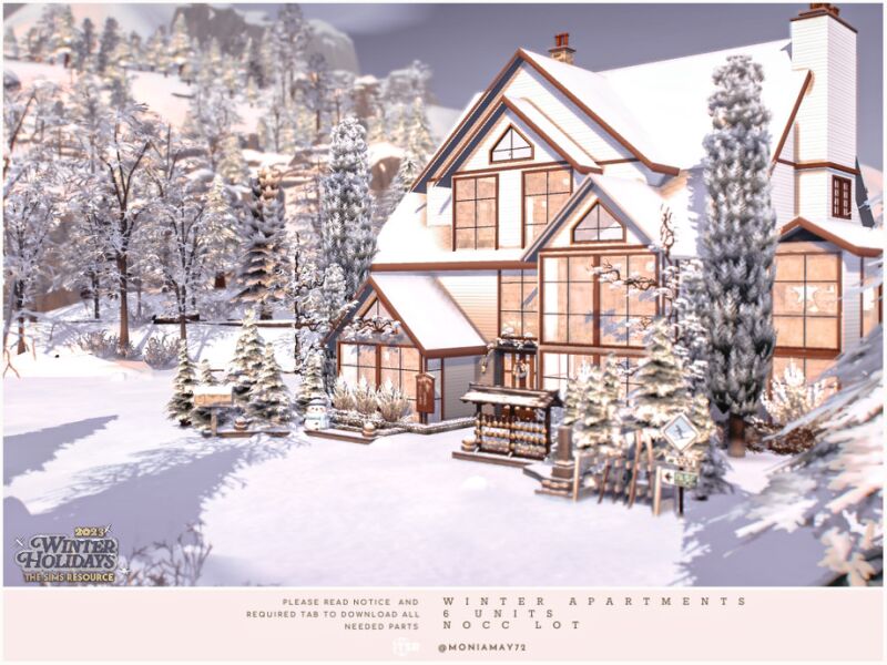 Winter Apartments: 6 Unit No CC Lot 8 sims 4 cc winter apartments 6 units no cc lot by moniamay72 4