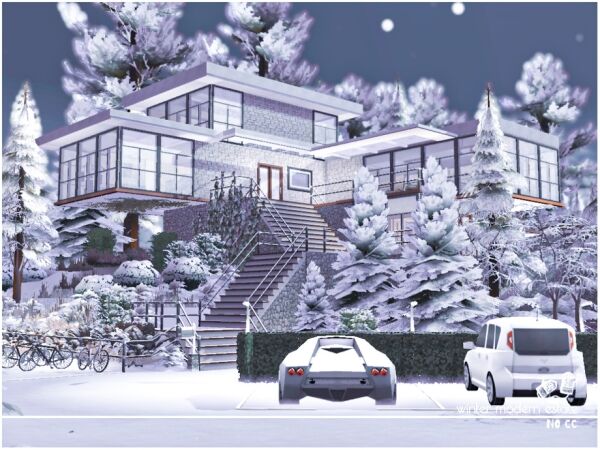 Stunning Winter Modern Estate Lot 1 Stunning Winter Modern Estate Lot Sims 4 CC