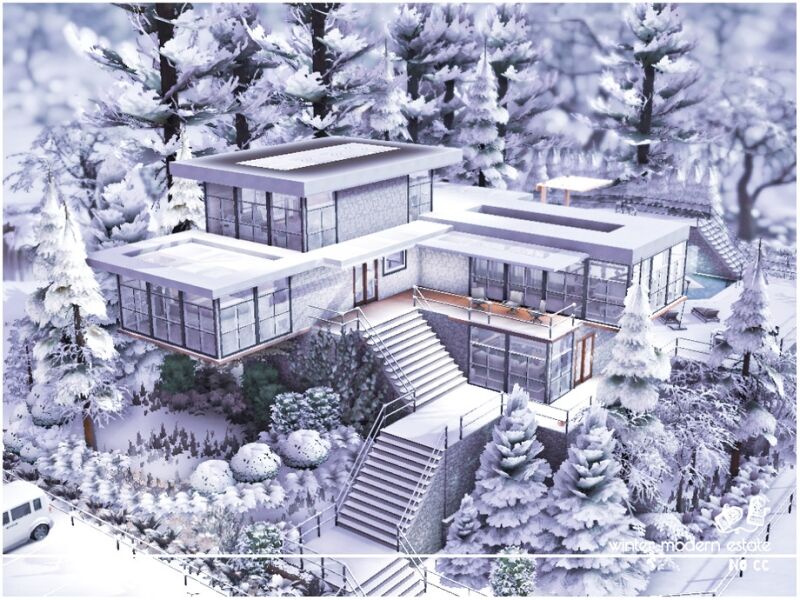 Stunning Winter Modern Estate Lot 7 sims 4 cc winter modern estate no cc lot 2