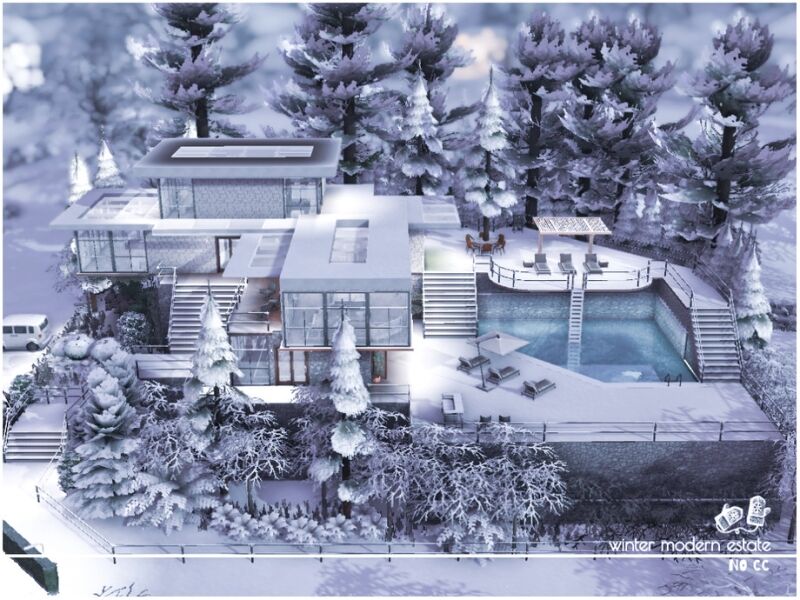 Stunning Winter Modern Estate Lot 8 sims 4 cc winter modern estate no cc lot 3