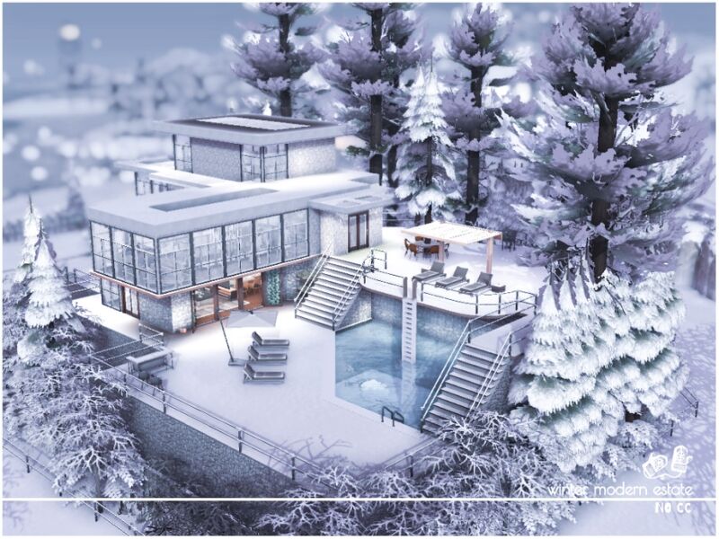 Stunning Winter Modern Estate Lot 6 sims 4 cc winter modern estate no cc lot 4