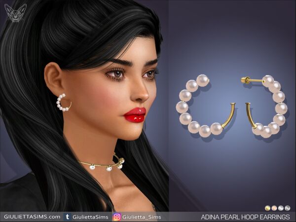 Adina Pearl Hoop Earrings 1 Adina Pearl Hoop Earrings Sims 4 CC