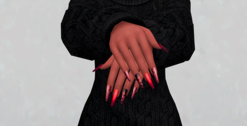 Autumn Nails Set N034 3 sims 4 cc autumn nails set n034 6