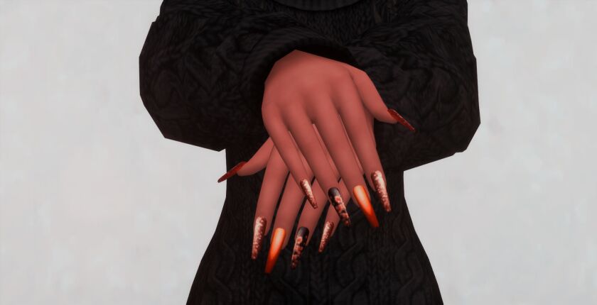 Autumn Nails Set N034 2 sims 4 cc autumn nails set n034 7
