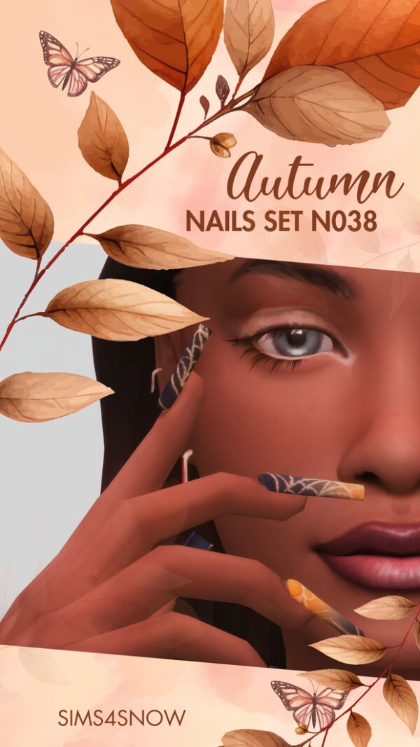 Autumn Nails Set N038 by Sims4Snow 1 Autumn Nails Set N038 by Sims4Snow Sims 4 CC