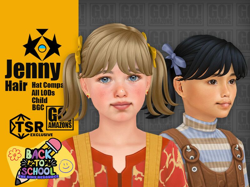 Back To School Jenny Hair By Goamazons 1 Back To School Jenny Hair By Goamazons Sims 4 CC