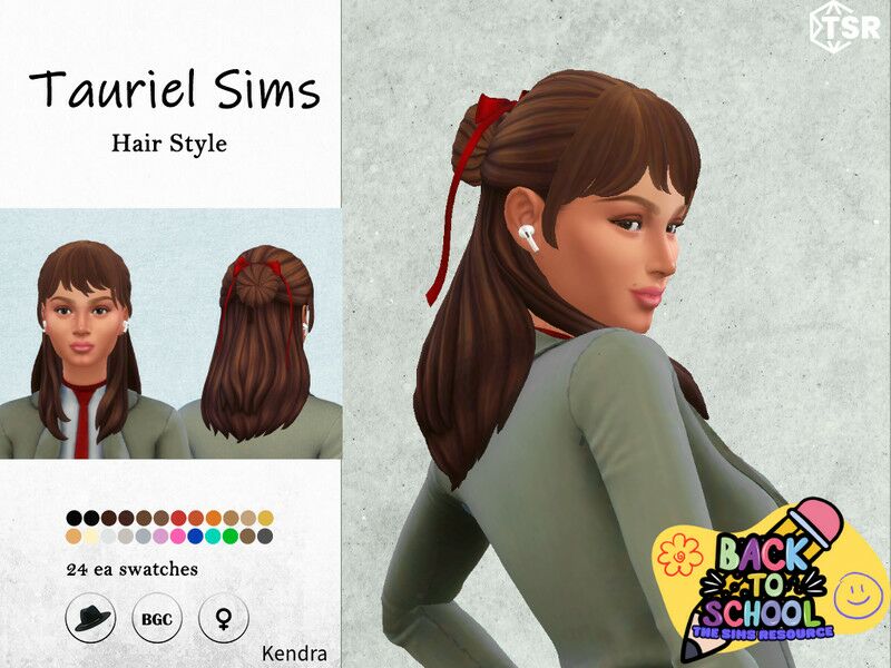 Back To School: Kendra Hairstyle 1 Back To School: Kendra Hairstyle Sims 4 CC