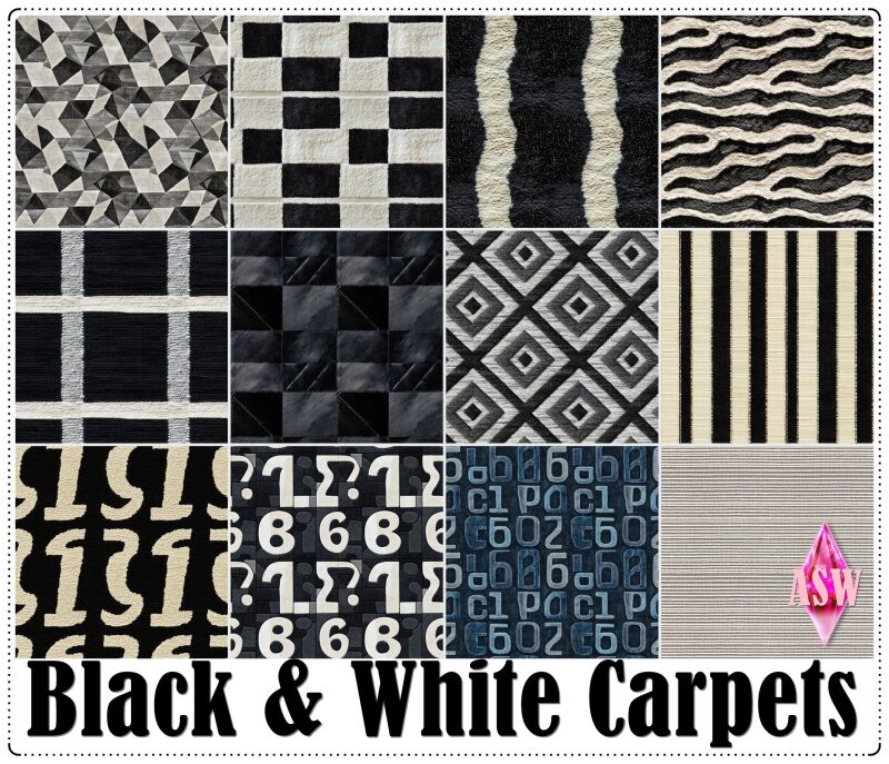 Stylish Black & White Carpets for Your Space 4 sims 4 cc black white carpets by annettssims4welt 2