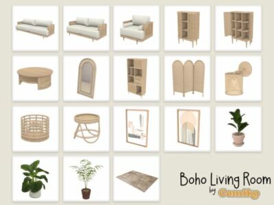 Chic Boho Living Room Design Sims 4 CC