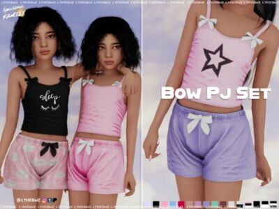 Adorable Bow PJs Set for Kids Sims 4 CC