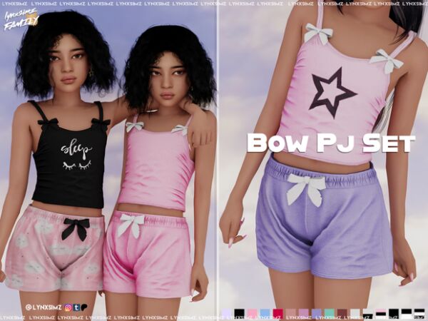 Adorable Bow PJs Set for Kids 1 Adorable Bow PJs Set for Kids Sims 4 CC