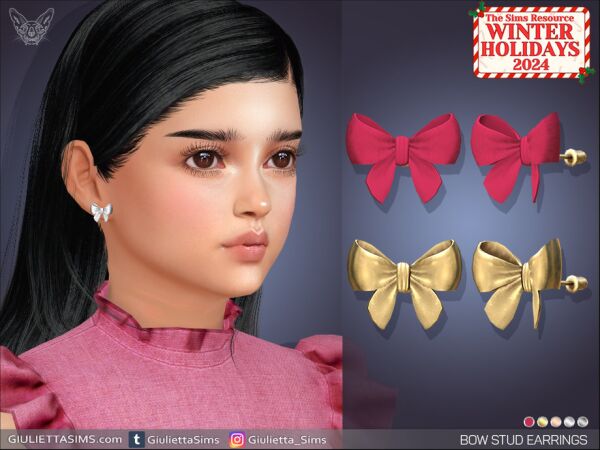 Bow Stud Earrings for Kids 1 Bow Stud Earrings for Kids Sims 4 CC