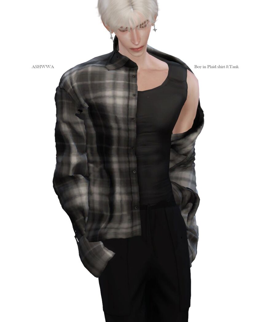 Stylish Boy in Plaid Shirt & Tank 2 sims 4 cc boy in plaid shirt tank 2