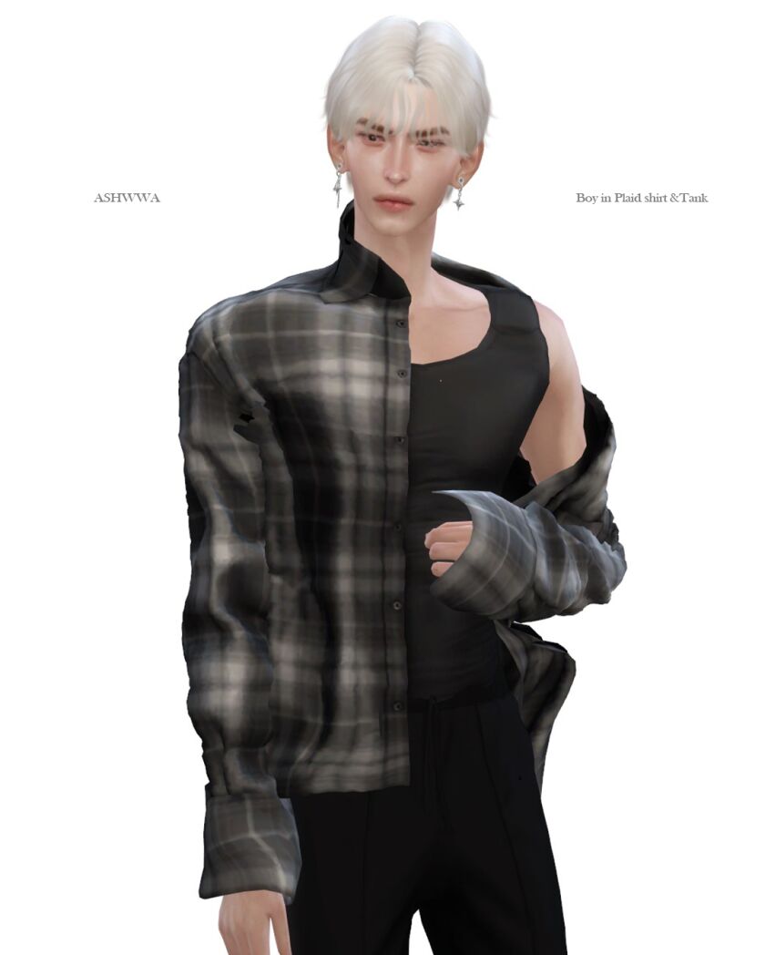 Stylish Boy in Plaid Shirt & Tank 3 sims 4 cc boy in plaid shirt tank 3