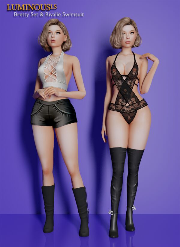 Stunning Bretty Set & LS-Rivalie Swimsuit 1 Stunning Bretty Set & LS-Rivalie Swimsuit Sims 4 CC