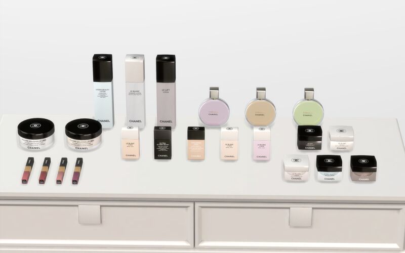 Chanel Makeup & Skincare Set by Zerocatsims 2 sims 4 cc chanel makeup skincare set by zerocatsims 2
